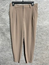 Uniqlo Dress Pants Womens M Waist 28-29 Pleated Tapered Leg Stretch Brown
