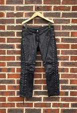 Isabel Marant x H&M Ladies Cropped Lace Leather Biker trousers UK10 EU36 A332