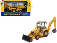 NEW HOLLAND B110C BACKHOE LOADER YELLOW DIECAST MODEL BY NEW RAY 32143