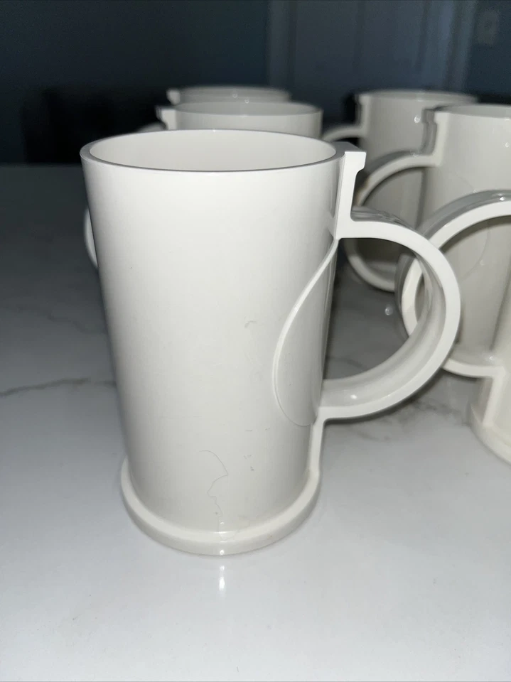 Lote de (6) tazas/tazas Dansk apilables Heller de melamina blanca vintage Foto 4 de 4