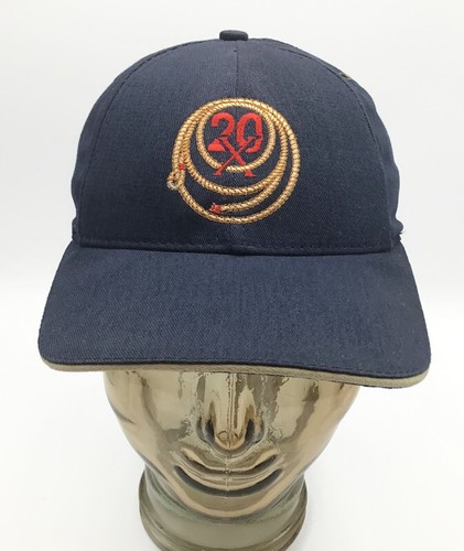 Wrangler 20X Cap Navy Blue Embroidered Rope Logo Adjustable Leather Strap US Hat