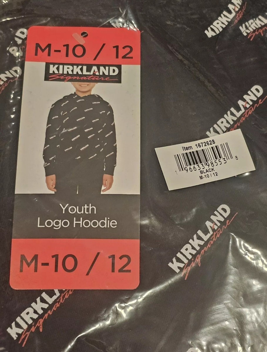 Kirkland Signature Youth Logo Hoodie Black Costco Unisex Kangaroo