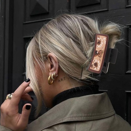 Western Hair Clips for Women Square Claw Clips Leather Hair Clip Western Claw... - Picture 4 of 6