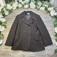 Wool Coat Size Medium Women’s Brown Pea Coat Double Breasted USA Made Jacket