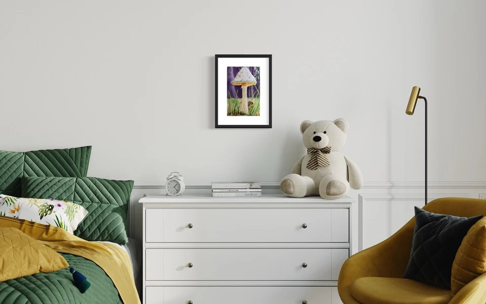 Original acuarela pintura de setas cottagecore decoración de pared bosque arte naturaleza Foto 4 de 4