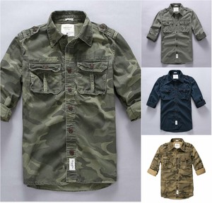 Slim-Fit-Mens-Casual-T-shirts-Long-Sleeve-Multi-Pockets-Shirt-camouflage-Tops-sz