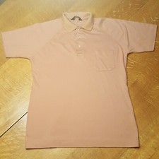 Vtg 70s Jantzen Natural Touch Golf Polo Shirt L Peach Short Sleeve Rugby Pocket