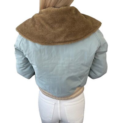 CHANEL Sport Vintage 01A CC Mark Logo Puffer Jacket Blue Cream