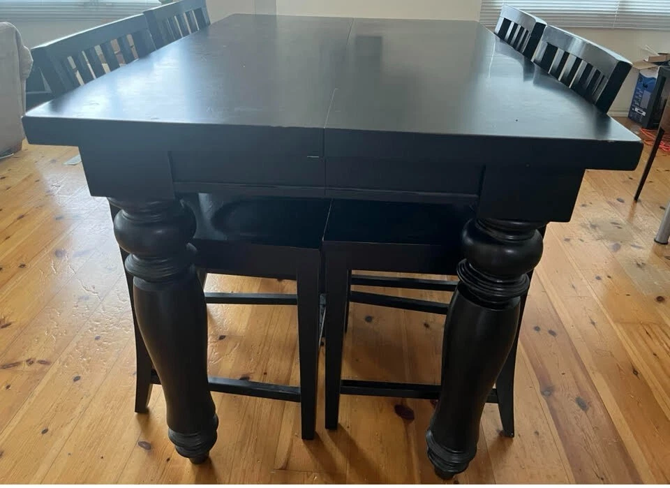 Kitchen Dining Table High Top Four Chairs (Black) from The Dump - Image 4 of 4