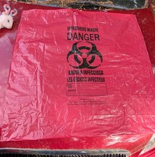 50 Heavy Duty Red Draw String BIO HAZARD Trash Bags 2 mil. 40" X 40" 44 Gallon