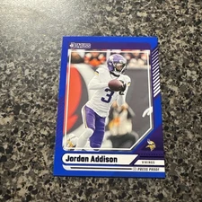 Jordan Addison #153 Minnesota Vikings 2024 Panini Donruss Press Proof Blue