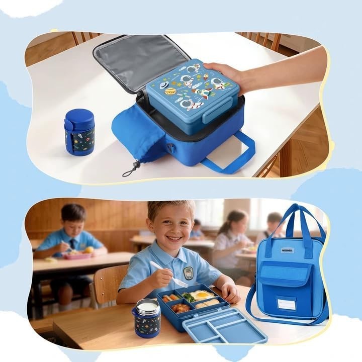 Kids Bento Lunch Box Leakproof Jar Insulated Bag
