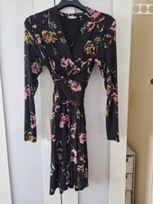 Fatface Floral Midi Dress Vneckline Viscose Black office Casual size 10R