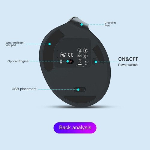 6 Mute Buttons 2.4G Ergonomic Optical Mouse Vertical Mouse Gaming Mice Office - Afbeelding 6 van 22