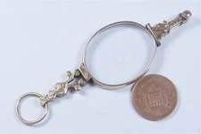 ANTIQUE ENGLISH VICTORIAN 9K GOLD FOLDING LORGNETTE / QUIZZING GLASS c1880