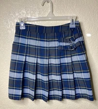 VTG French Toast Pleated Mini Skirt Size 12 Blue Plaid Clueless Academia