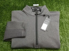 Greyson Mens Sequoia Quarter-Zip Golf Pullover C.C. Logo Heather Smoke Small