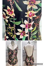 NEW - Orchid Swimming Suit - Size 46/ Large - Black Pink