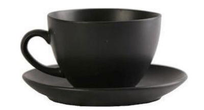 Cappuccinotasse schwarz mit Untertasse ESPIEL Morgan matt  0,4 Liter Tasse