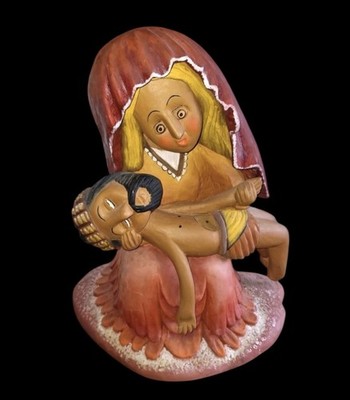 EUGENIUSZ ZEGADLO Polen polnisch Naive Kunst Skulptur ''Pieta'' c. 1990