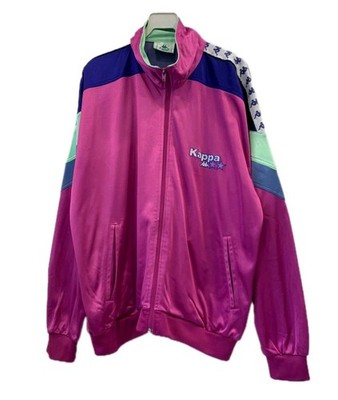 Vtg Kappa Track Jacket Pink Purple Teal Full Zip 90s Retro Italy L