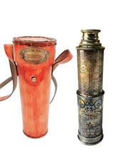 Antique Style Brass Telescope with Leather Case – Vintage Maritime Instrument