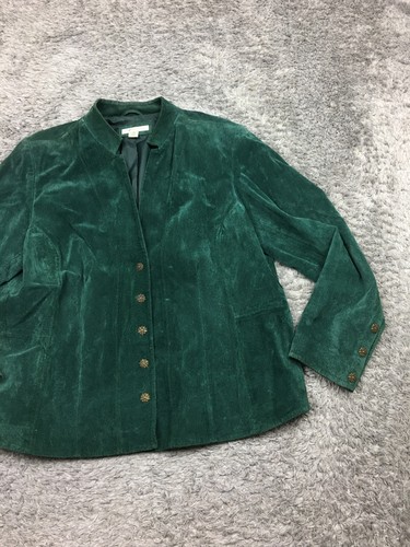 Giacca donna Coldwater Creek pelle scamosciata taglia 1X più bottone verde a pressione - Foto 2 di 17