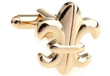 Fleur De Lis Gold Tone New Orleans Mardi Gras Pair Cufflinks Presentation Gif...