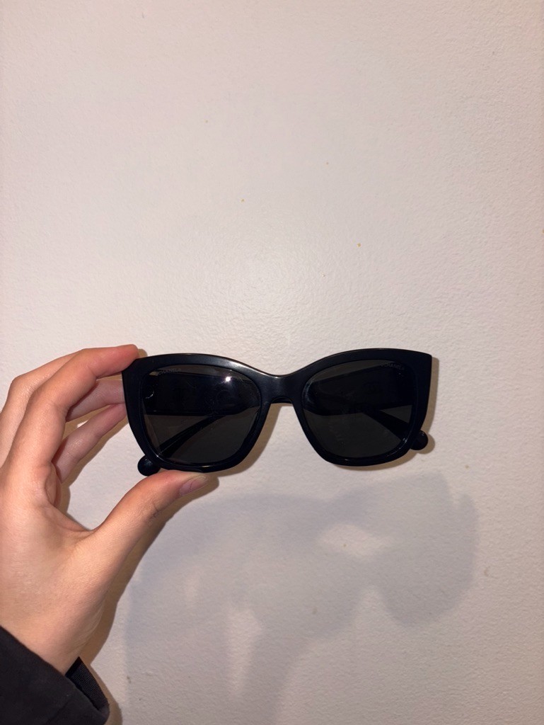 Authentic Chanel Black Rectangular Cat-Eye Sungla… - image 3