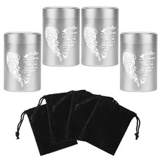Mini Urns for Human Ashes Set of 4, Small Silver Angel Wings Keepsake Urns fo...