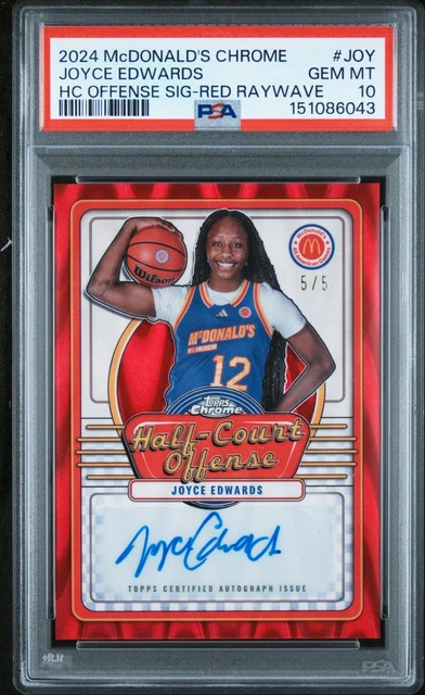 2024 TOPPS CHROME McDONALD'S AA HC OFFENSE AUTO - JOYCE EDWARDS - RED /5 PSA 10