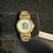VINTAGE JAPAN LADIES' ABALONE GOLD TONE QUARTZ WATCH Not Tested. Need Batteries