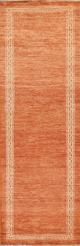 Orange Wool Gabbeh Oriental 9 ft Runner Rug Hand-knotted Hallway Carpet 3x9 - Picture 1 of 18