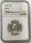 1958 25C Proof Silver Washington Quarter Dollar - NGC PF66