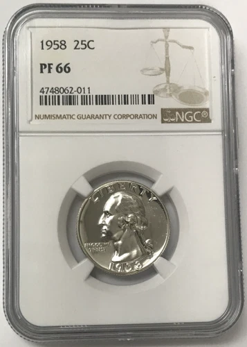 1958 25C Proof Silver Washington Quarter Dollar - NGC PF66