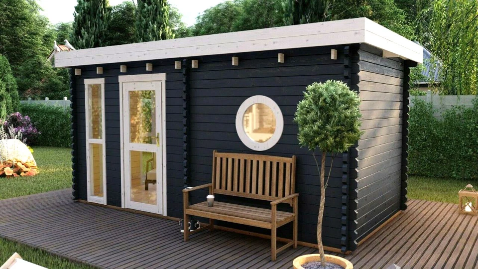 Saunahaus Trontheim 3 Gartensauna Gartenhaus Sauna Außensauna 4,8x2,4 Ofen opt - Bild 2 von 4