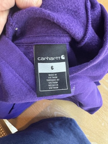 Carhartt Purple Kids Girls size 6 Pullover Sweatshirt Hoodie M25 - Picture 2 of 3