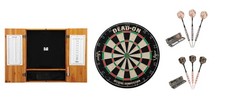 Bristle Dartboard  Oak Cabinet  Realtree Steel Tip Darts  Fat Cat
