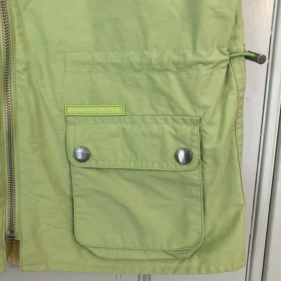 Винтажный женский двусторонний жилет на молнии Ralph Lauren маленький зеленый желтый опрятный для гольфа - Изображение 2 из 4