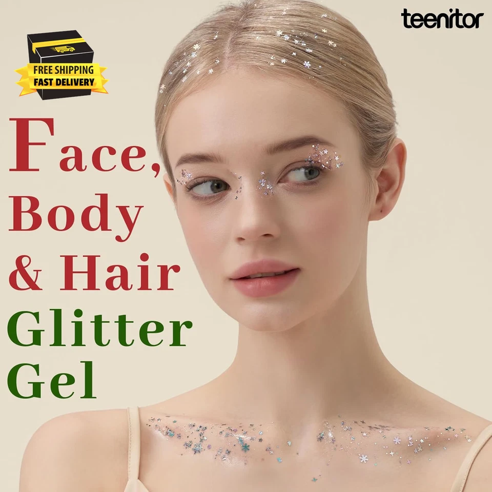 Gel Brillo Corporal Rostro Brillo, 6 Colores Brillo Maquillaje para Niños, Pintura Facial para Foto 2 de 4