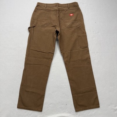 Dickies Men's Carpenter Jeans Men's 38x34 Duck Canvas Workwear Pants Brown