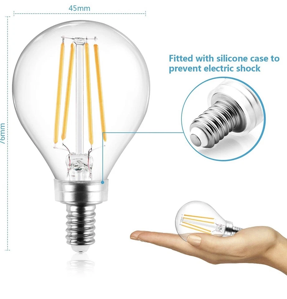 Ascher E12 Candelabra LED Light Bulbs 60 Watt Equivalent, 550 Lumens, Warm White - Image 3 of 4