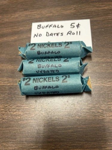 Lot Of 120 Buffalo Nickels  (Three Rolls of 40) NO DATE Indian Head