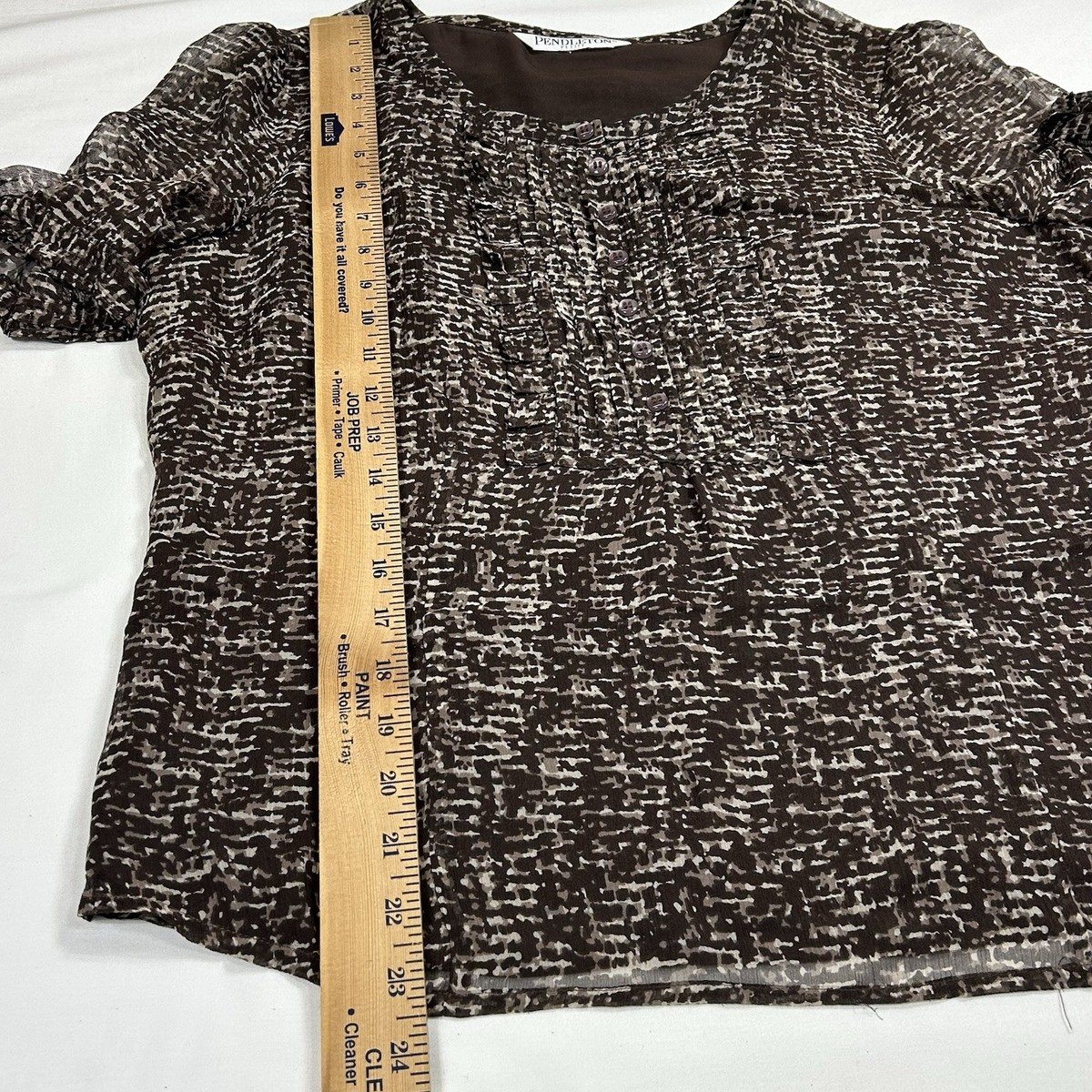 Pendleton Women’s 10 Pet. Brown Abstract Silk Top Skirt Set Lined Yoke Side Zip View 3