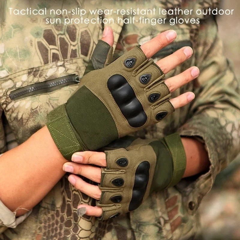 Tactical Fingerless Gloves for Men & Military Combat Shooting Half-Finger Gloves - Image 2 of 4