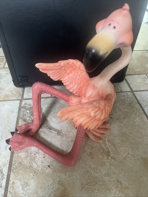 Flamingo Wine Bottle Holder Pink Fun Retro Resin Heavy Unique Vintage 11  Liquor