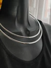 Double solid smooth style white metal Torque choker collar necklace