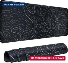 Gaming Mouse Pad Large 31.5 x 11.8in Topographic Keyboard Large, Black