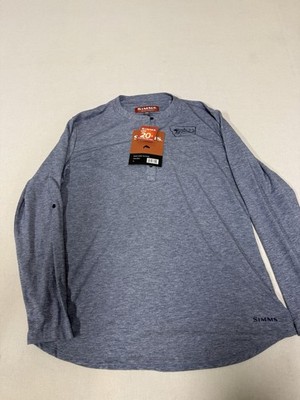 SIMMS Henley Drifter Tech Tee Shirt Long Sleeve Blue XL Roll Tab Fishing 56