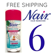 6 Nair Hair Remover Sensitive Glides Away Argan Oil 3.3 oz Cream New Lot Wow!